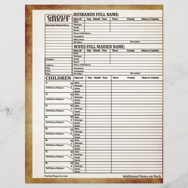 Folha de Grupo Histórico da Família (Frente)