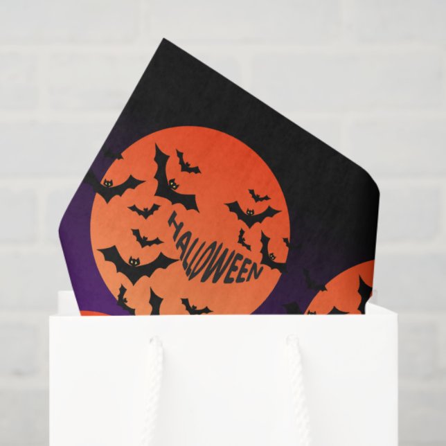 Folha de Halloween e Papel Tecido (Sacola de presentes)