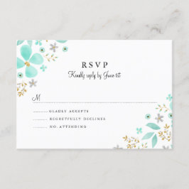 Folha de Hortelã Dourada Floral Casamento RSVP