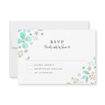 Folha de Hortelã Dourada Floral Casamento RSVP