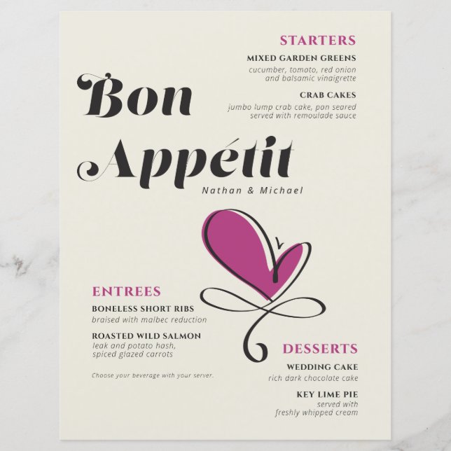 Folha de Janto Bon Appetit Wedding (Frente)
