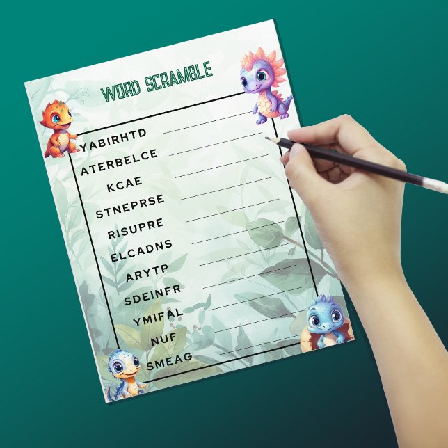 Folha de Jogo do Partido Dino Roar Word Scramble (Criador carregado)