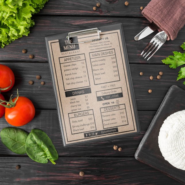 Folha de menu do restaurante personalizada Folheto (#zazzlemade #foodmenu #craft)