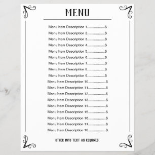 Folha de menus com listagens editáveis
