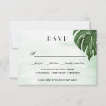 Folha de monstera selvagem WEDDING RSVP CHOICE DE