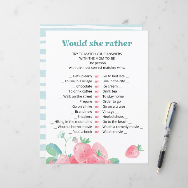 Folha de morangos bonitos de caça de chá de fralda (Frente/Verso In Situ)