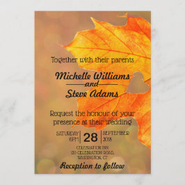 Folha de outono com Convite para Casamento Cardíac