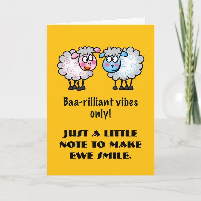 Folha De Ovelhas Bonitas Pensando No Seu Cartão (Frente)
