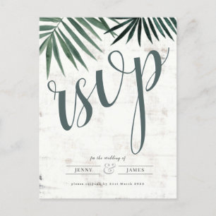 Folha de palma tropical rsvp, convite para aquarel
