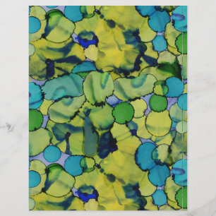 Folha de papel aquarela abstrata verde azul turque