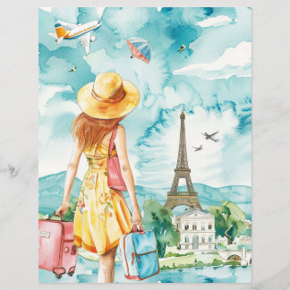 Folha de Papel Aquarela Viagens Mulher Wanderlust