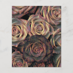 Folha de papel com rosas castanhas, laranja e dour