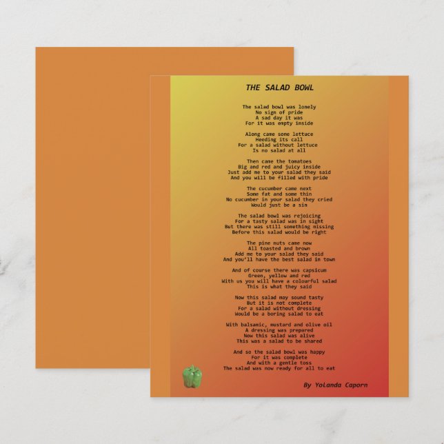 Folha de papel da Salad Bowl (Frente/Verso)