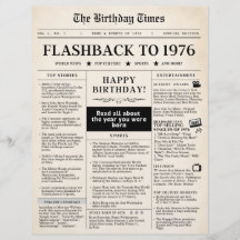 Folha de papel de aniversário do jornal Mock 1976