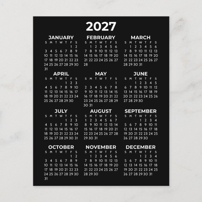 Folha de Papel de Calendário de Visualização Anual (Frente)