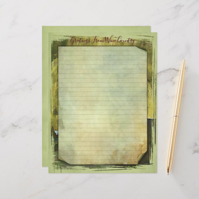 Folha de Papel de carta 8,5''x11'' do país do vinh (Frente/Verso In Situ)