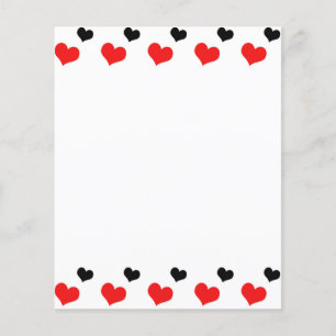 Folha de papel de corações vermelhos e negros