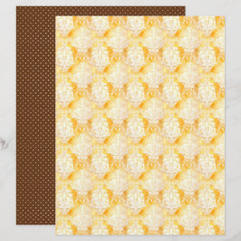 Folha de Papel de Diário Damask Abelha Mel Vintage