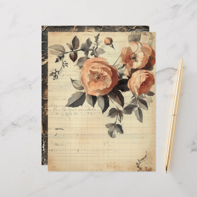 Folha de papel de Diário de Lixo Rosa de Peachy (Frente/Verso In Situ)