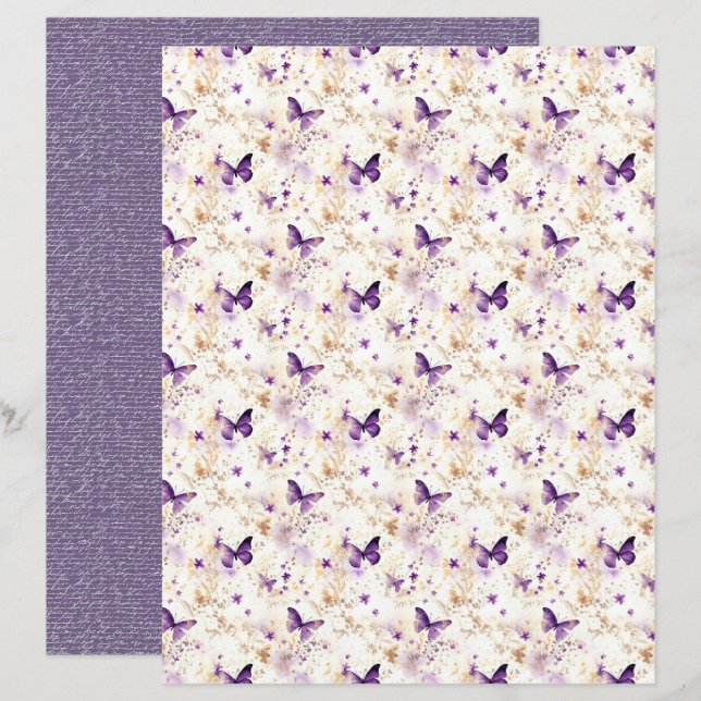 Folha de Papel de Diário Lavanda Vintage (Frente/Verso)