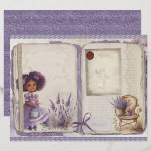 Folha de Papel de Diário Lavanda Vintage
