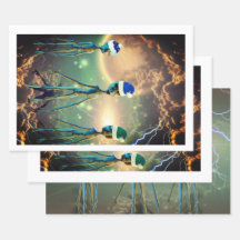 Folha de papel de enrolamento de três alienígenas