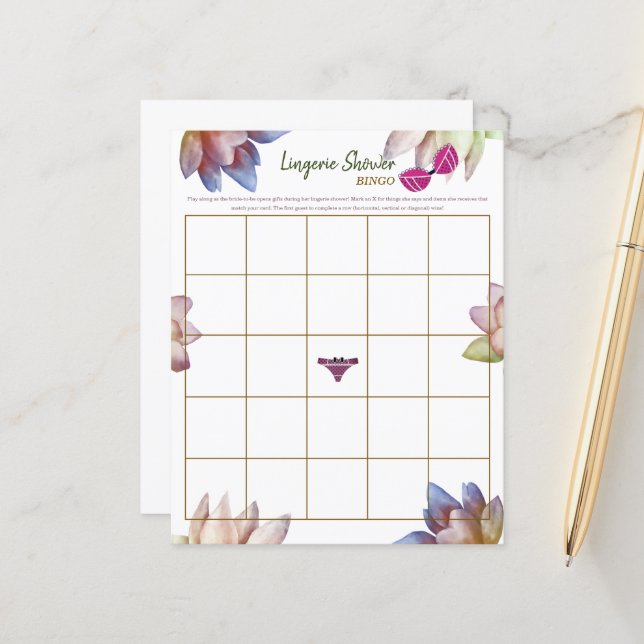 Folha de Papel de Jogo do Chá de panela lingerie (Frente/Verso In Situ)