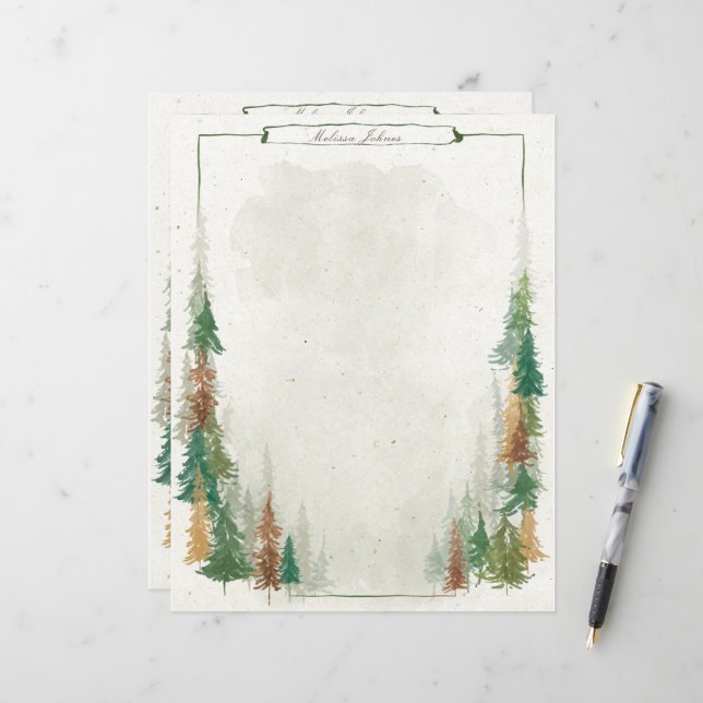 Folha de Papel de Monograma Russo de Montanha de A (Frente/Verso In Situ)