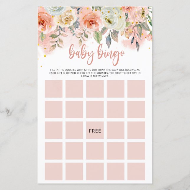 Folha de Papel de Peach Floral Baby Girl (Frente)