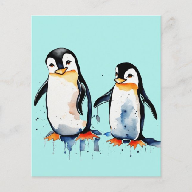 Folha de papel de pequenos pinguins bonitos (Frente)