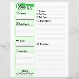 Folha de Papel de Receita Caseira Editável e Impri