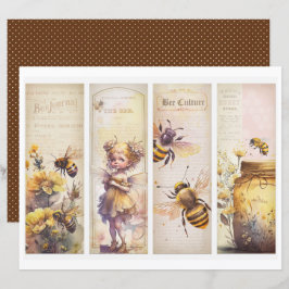 Folha de Papel de Revista de Mel de Abelha Vintage