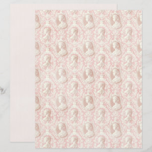 Folha de Papel de Scrapbook Cameo Rosa Coquette Vi
