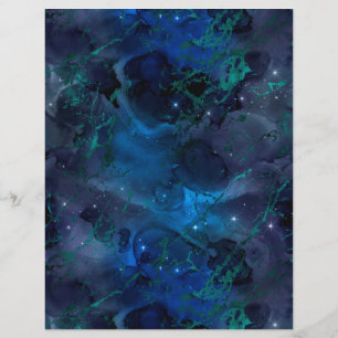 Folha de Papel de Scrapbook Galáxia Mármore Azul T