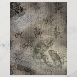 Folha de Papel Ephemera de Halloween de Coruja Mí