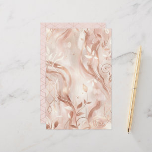 Folha de Papel Feminina de Rosa Dourado em Duas Fa