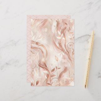 Folha de Papel Feminina de Rosa Dourado em Duas Fa
