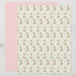 Folha de Papel Floral Rosa Coquete Vintage