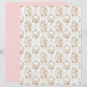 Folha de Papel Floral Rosa Coquete Vintage