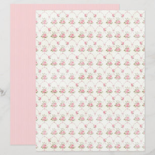 Folha de Papel Floral Rosa Coquete Vintage