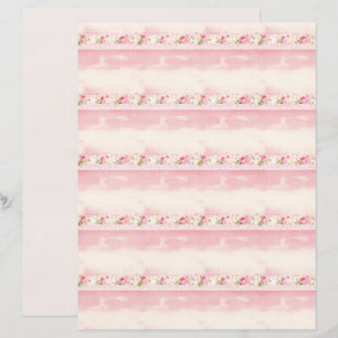 Folha de Papel Floral Rosa Coquete Vintage