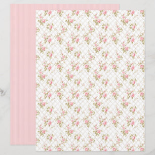 Folha de Papel Floral Rosa Coquete Vintage