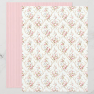 Folha de Papel Floral Rosa Coquette Vintage
