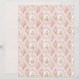 Folha de Papel Floral Rosa Coquette Vintage