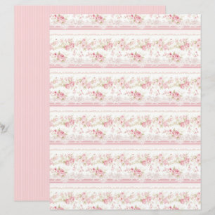 Folha de Papel Floral Rosa Coquette Vintage