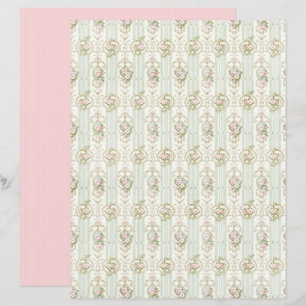 Folha de Papel Floral Rosa Coquette Vintage