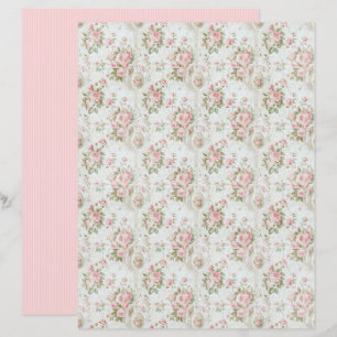 Folha de Papel Floral Rosa Coquette Vintage
