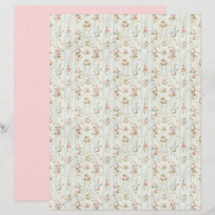Folha de Papel Floral Rosa Coquette Vintage
