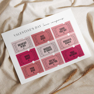 Folha de papel impressa dos cupões de dia de os na