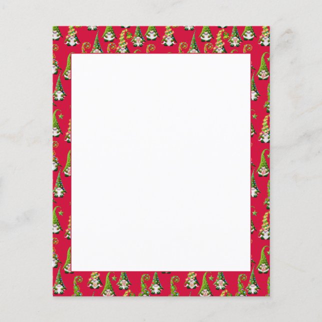 Folha de Papel Impresso dos Gnomos de Natal (Frente)